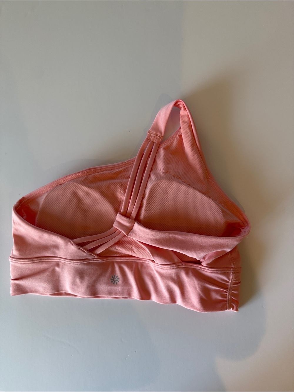 Athleta Athena Longline One-Shoulder Sports Bra Soft Peach Size Medium - Picture 5 of 10